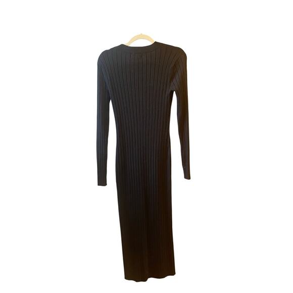Open edit ribbed sweater button side midi dress black size small - Picture 8 of 10